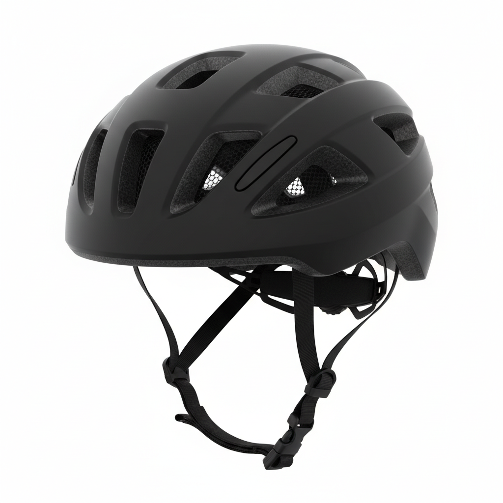 Matte black cycling safety helmet