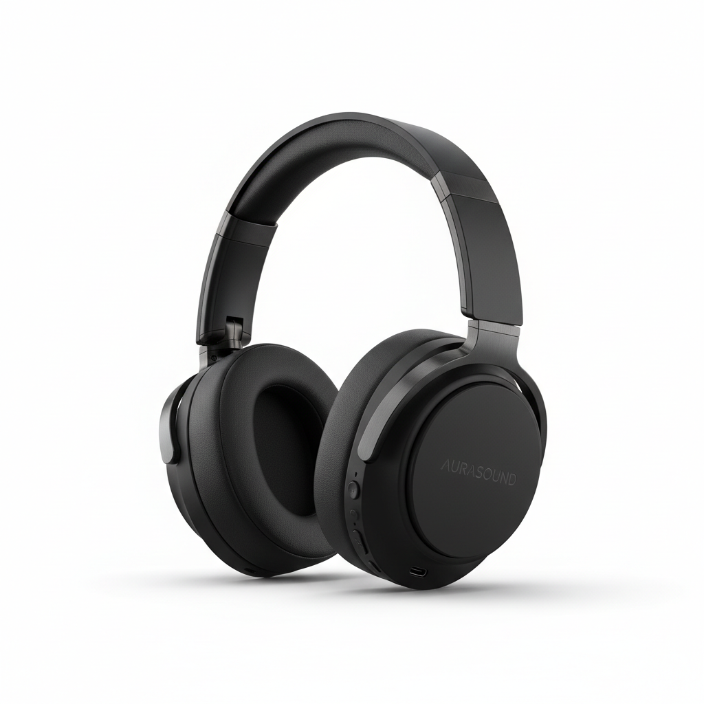 Matte black wireless noise-cancelling headphones