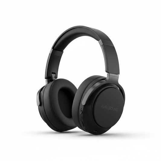 Matte black wireless noise-cancelling headphones