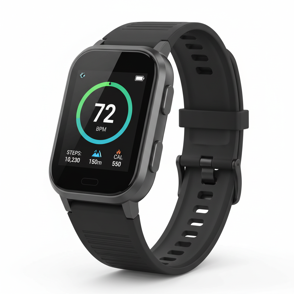Smart fitness watch with health metrics display